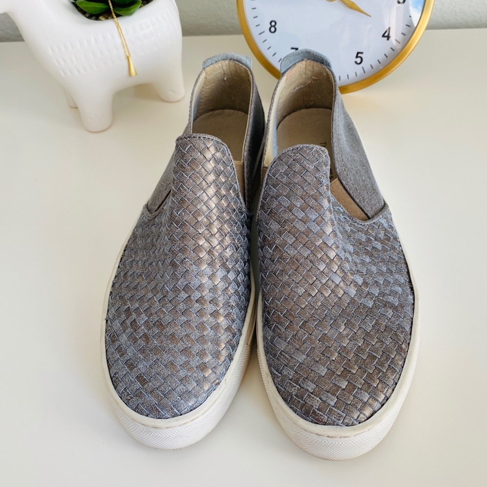 Italian-made Silver Slip-on Sneakers